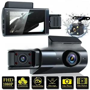 🔥 Best Seller | 1080P Triple Lens WiFi Dash Cam – 3 Channel Car Camera with Mobile App Connection